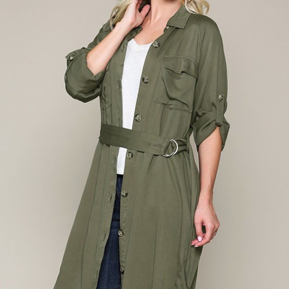 New Button Down Shirt / trench dress with pockets